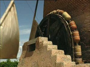 Molino de viento mediterráneo para elevar agua