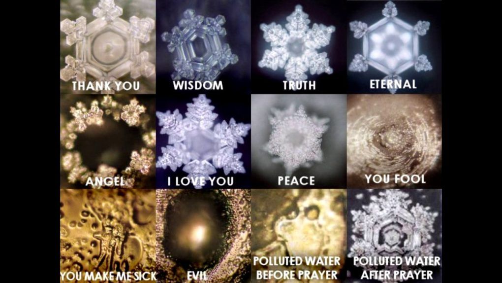 palabras y cristales de agua